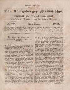 Der Königsberger Freimüthige, Nr. 40 Sonnabend, 3 April 1847