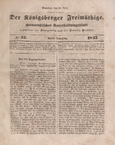 Der Königsberger Freimüthige, Nr. 43 Sonnabend, 10 April 1847
