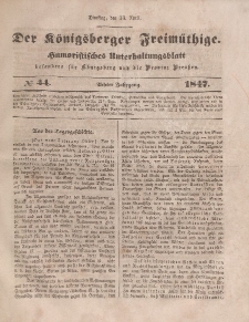 Der Königsberger Freimüthige, Nr. 44 Dienstag, 13 April 1847