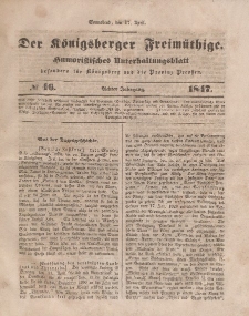 Der Königsberger Freimüthige, Nr. 46 Sonnabend, 17 April 1847