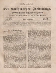 Der Königsberger Freimüthige, Nr. 48 Donnerstag, 22 April 1847