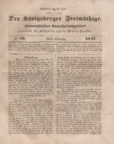 Der Königsberger Freimüthige, Nr. 49 Sonnabend, 24 April 1847