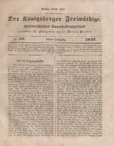 Der Königsberger Freimüthige, Nr. 50 Dienstag, 27 April 1847