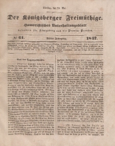 Der Königsberger Freimüthige, Nr. 61 Dienstag, 25 Mai 1847