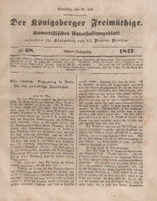 Der Königsberger Freimüthige, Nr. 68 Donnerstag, 10 Juni 1847