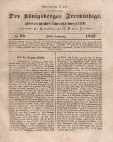 Der Königsberger Freimüthige, Nr. 72 Sonnabend, 19 Juni 1847