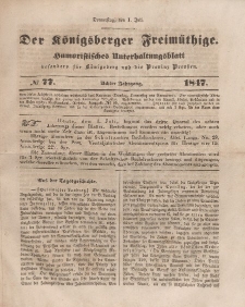 Der Königsberger Freimüthige, Nr. 77 Donnerstag, 1 Juli 1847