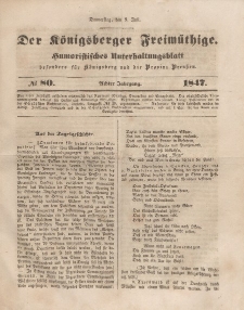 Der Königsberger Freimüthige, Nr. 80 Donnerstag, 8 Juli 1847