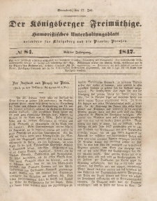 Der Königsberger Freimüthige, Nr. 84 Sonnabend, 17 Juli 1847