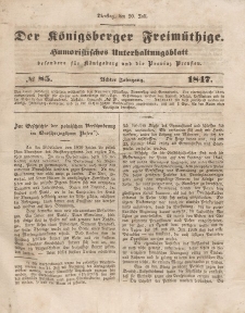 Der Königsberger Freimüthige, Nr. 85 Dienstag, 20 Juli 1847