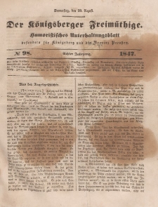 Der Königsberger Freimüthige, Nr. 98 Donnerstag, 19 August 1847