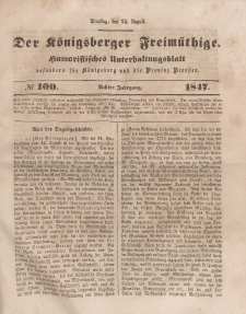 Der Königsberger Freimüthige, Nr. 100 Dienstag, 24 August 1847