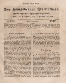 Der Königsberger Freimüthige, Nr. 101 Donnerstag, 26 August 1847