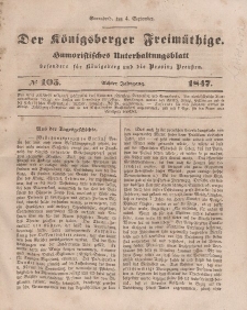 Der Königsberger Freimüthige, Nr. 105 Sonnabend, 4 September 1847