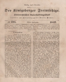 Der Königsberger Freimüthige, Nr. 106 Dienstag, 7 September 1847