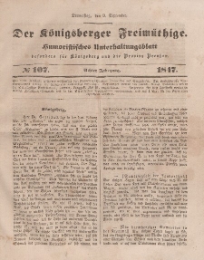 Der Königsberger Freimüthige, Nr. 107 Donnerstag, 9 September 1847
