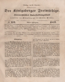 Der Königsberger Freimüthige, Nr. 112 Dienstag, 21 September 1847