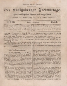 Der Königsberger Freimüthige, Nr. 116 Donnerstag, 30 September 1847