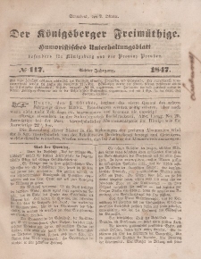 Der Königsberger Freimüthige, Nr. 117 Sonnabend, 2 Oktober 1847