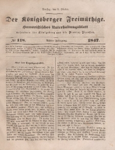 Der Königsberger Freimüthige, Nr. 118 Dienstag, 5 Oktober 1847