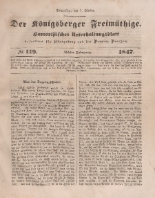 Der Königsberger Freimüthige, Nr. 119 Donnerstag, 7 Oktober 1847