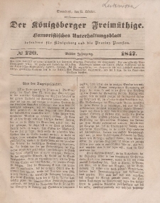 Der Königsberger Freimüthige, Nr. 120 Sonnabend, 9 Oktober 1847