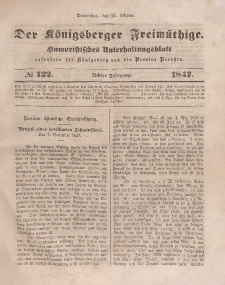Der Königsberger Freimüthige, Nr. 122 Donnerstag, 14 Oktober 1847