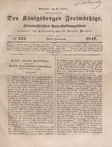 Der Königsberger Freimüthige, Nr. 123 Sonnabend, 16 Oktober 1847