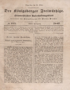 Der Königsberger Freimüthige, Nr. 125 Donnerstag, 21 Oktober 1847