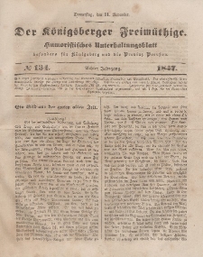 Der Königsberger Freimüthige, Nr. 134 Donnerstag, 11 November 1847