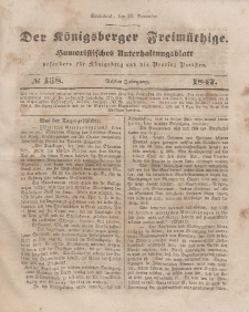 Der Königsberger Freimüthige, Nr. 138 Sonnabend, 20 November 1847