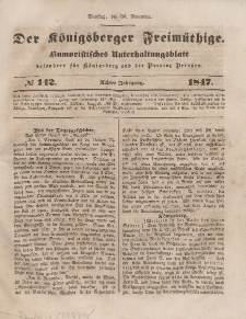 Der Königsberger Freimüthige, Nr. 142 Dienstag, 30 November 1847