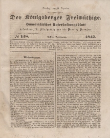 Der Königsberger Freimüthige, Nr. 148 Dienstag, 14 Dezember 1847