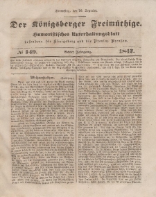 Der Königsberger Freimüthige, Nr. 149 Donnerstag, 16 Dezember 1847