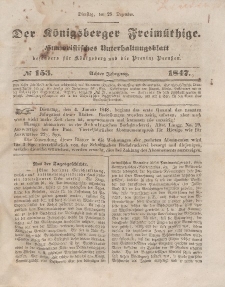 Der Königsberger Freimüthige, Nr. 153 Dienstag, 28 Dezember 1847