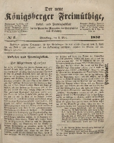 Der neue Königsberger Freimüthige, Nr. 2 Dienstag, 2 März 1852
