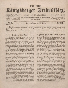 Der neue Königsberger Freimüthige, Nr. 9 Donnerstag, 18 März 1852