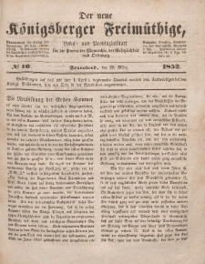 Der neue Königsberger Freimüthige, Nr. 10 Sonnabend, 20 März 1852