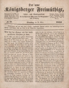 Der neue Königsberger Freimüthige, Nr. 11 Dienstag, 23 März 1852