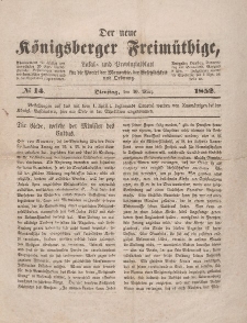 Der neue Königsberger Freimüthige, Nr. 14 Dienstag, 30 März 1852