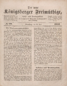 Der neue Königsberger Freimüthige, Nr. 20 Dienstag, 13 April 1852