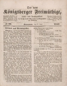 Der neue Königsberger Freimüthige, Nr. 22 Sonnabend, 17 April 1852