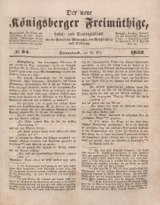 Der neue Königsberger Freimüthige, Nr. 34 Sonnabend, 15 Mai 1852