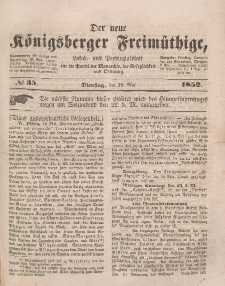 Der neue Königsberger Freimüthige, Nr. 35 Dienstag, 18 Mai 1852