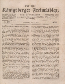Der neue Königsberger Freimüthige, Nr. 37 Dienstag, 25 Mai 1852