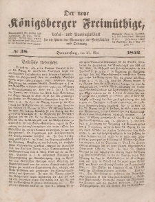 Der neue Königsberger Freimüthige, Nr. 38 Donnerstag, 27 Mai 1852