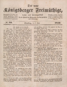 Der neue Königsberger Freimüthige, Nr. 40 Dienstag, 1 Juni 1852