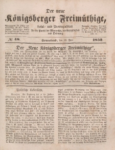 Der neue Königsberger Freimüthige, Nr. 48 Sonnabend, 19 Juni 1852