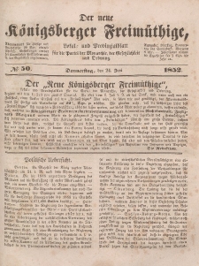 Der neue Königsberger Freimüthige, Nr. 50 Donnerstag, 24 Juni 1852