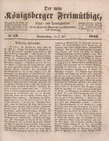 Der neue Königsberger Freimüthige, Nr. 53 Donnerstag, 1 Juli 1852